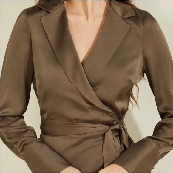 New with tags, Guess brown satin Eden dress - Picture 2 of 5